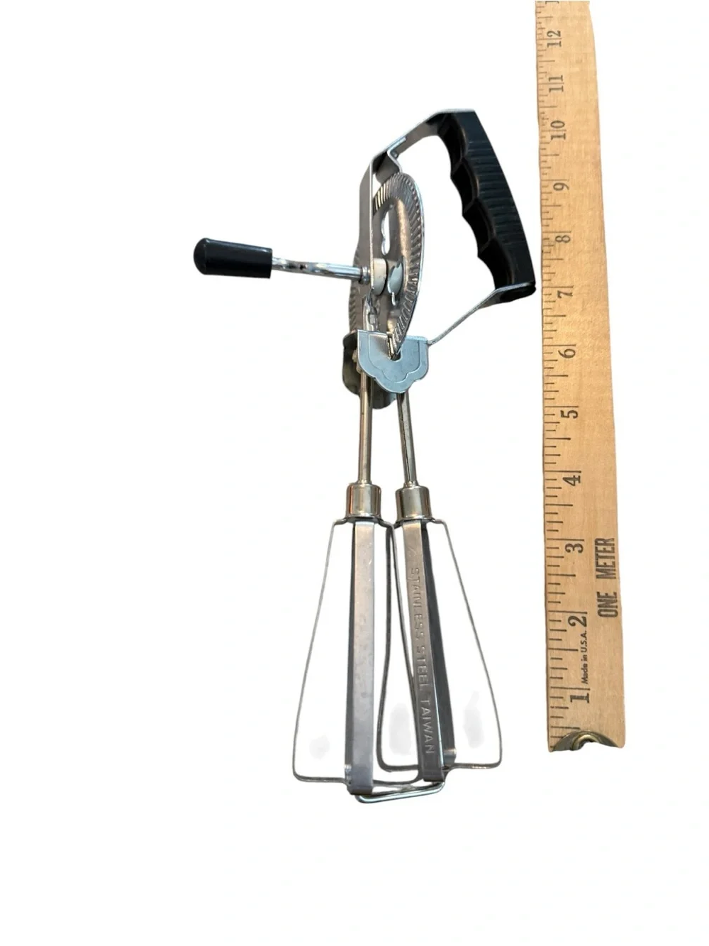 Vintage Mid Century Hand Mixer Egg Beater Heavy Duty Stainless Steel Black
